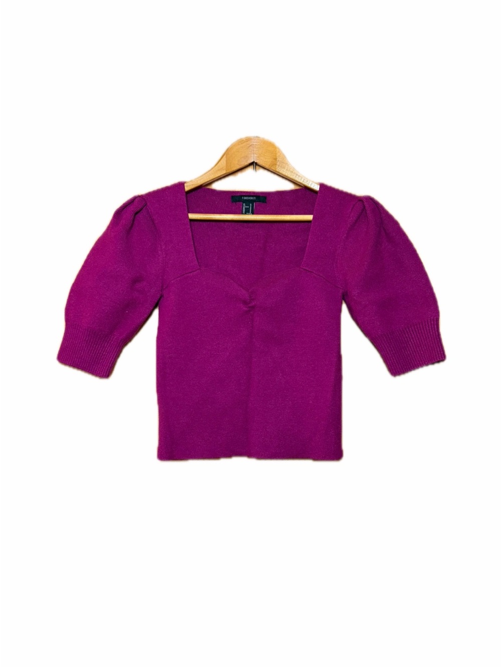 Forever 21 Magenta Knit Square Neck sweater Top